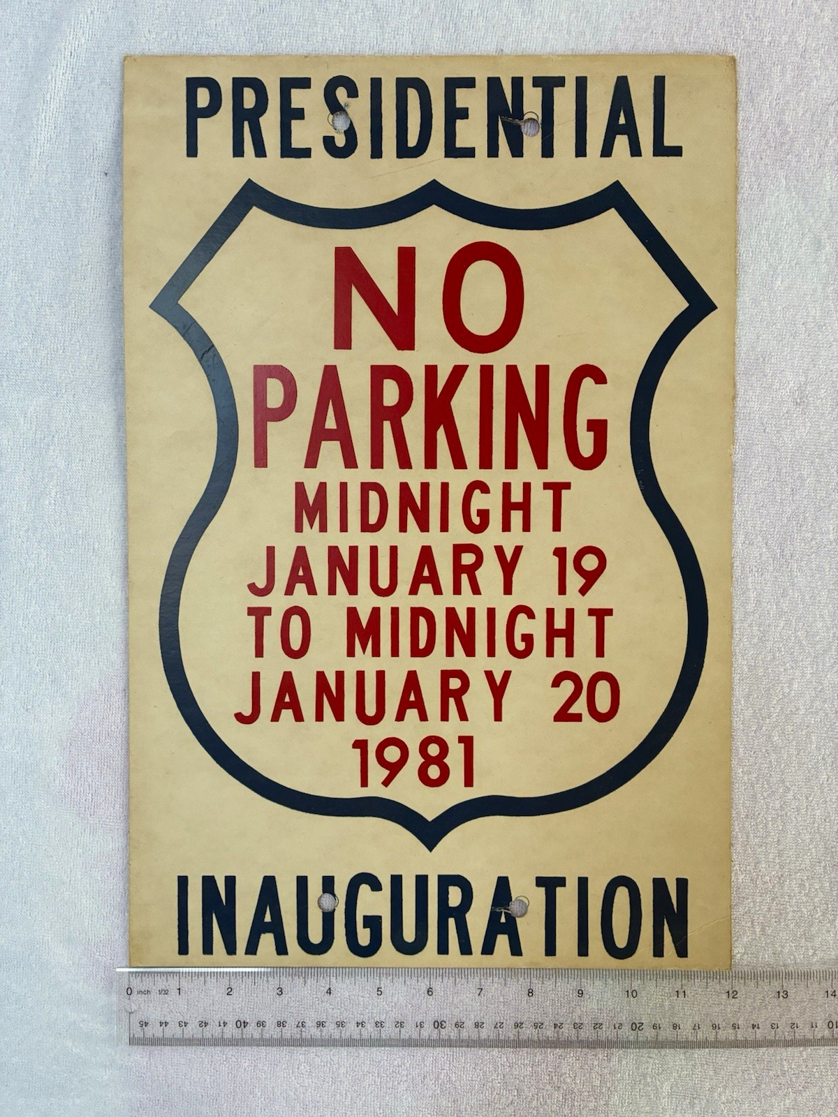 Original Owner 1981 Reagan Presidential Inauguration No Parking Sign