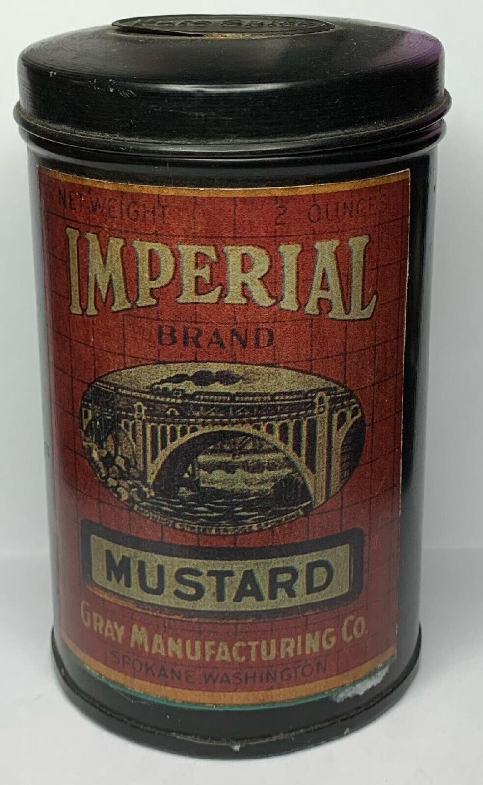 30s IMPERIAL BRAND MUSTARD GRAY MANUFACTURING CO. *Reproduction* Advertising tin