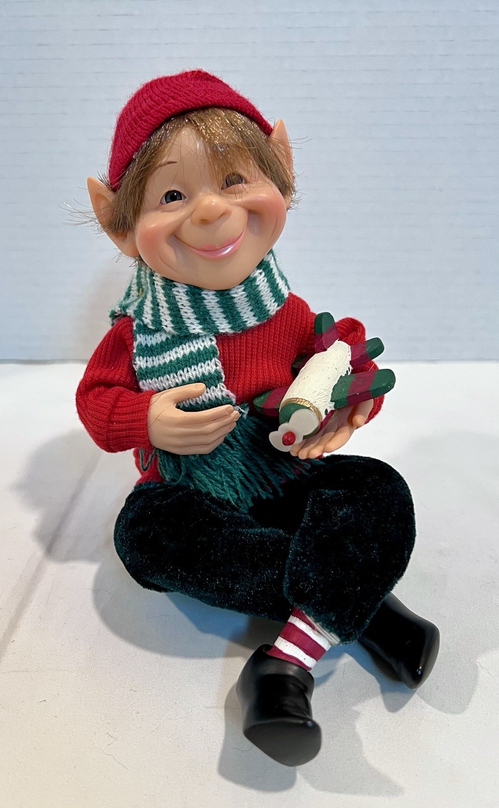Celebrate It Christmas Treasures Darling Elf with Airplane Self Sitter Vintage