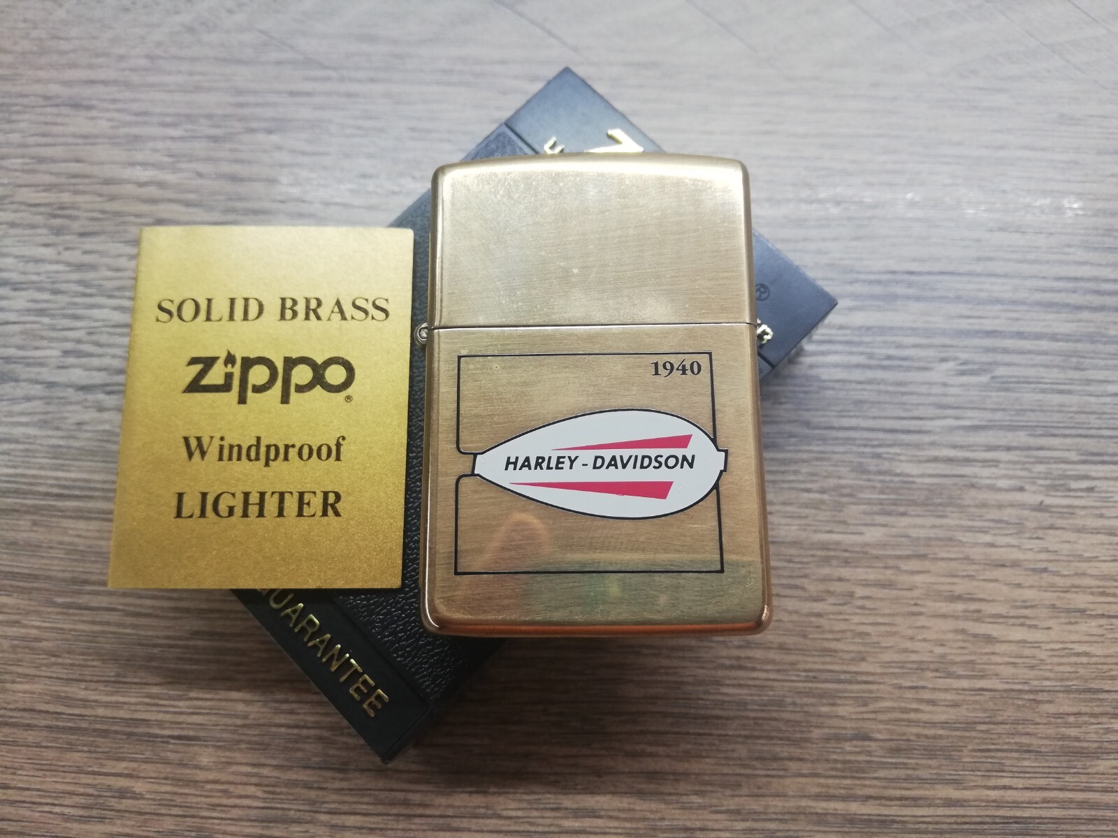 VTG RARE SOLID BRASS ZIPPO LIGHTER 1932-1991 HARLEY DAVIDSON HD TANK DESIGN