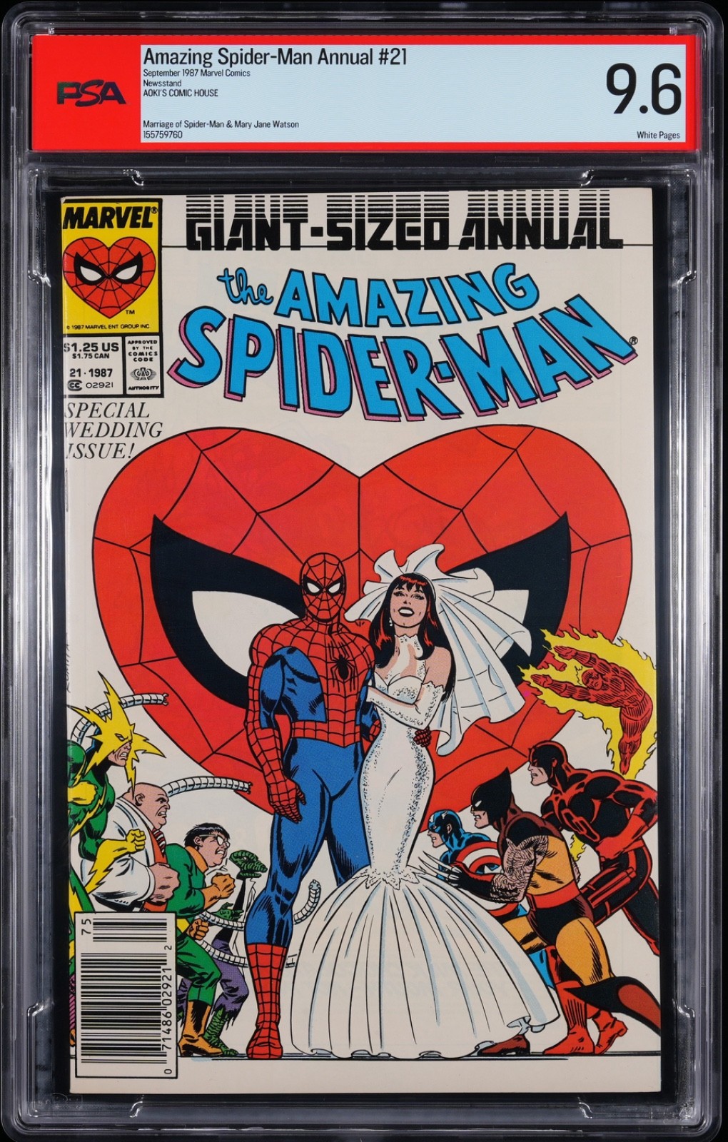 Amazing SpiderMan Annual #21 Newsstand PSA 9.6 Spider-Man marries Mary Jane 1987