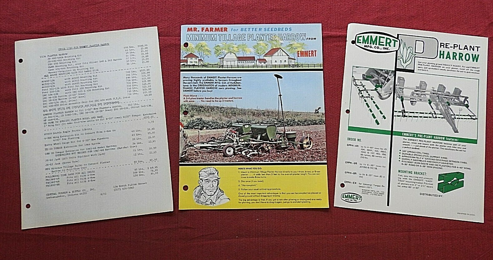 1972 U136 PLANTER HARROW FARM IMPLEMENT SALES CATALOG EMMERT MFG CO AUDUBON IOWA