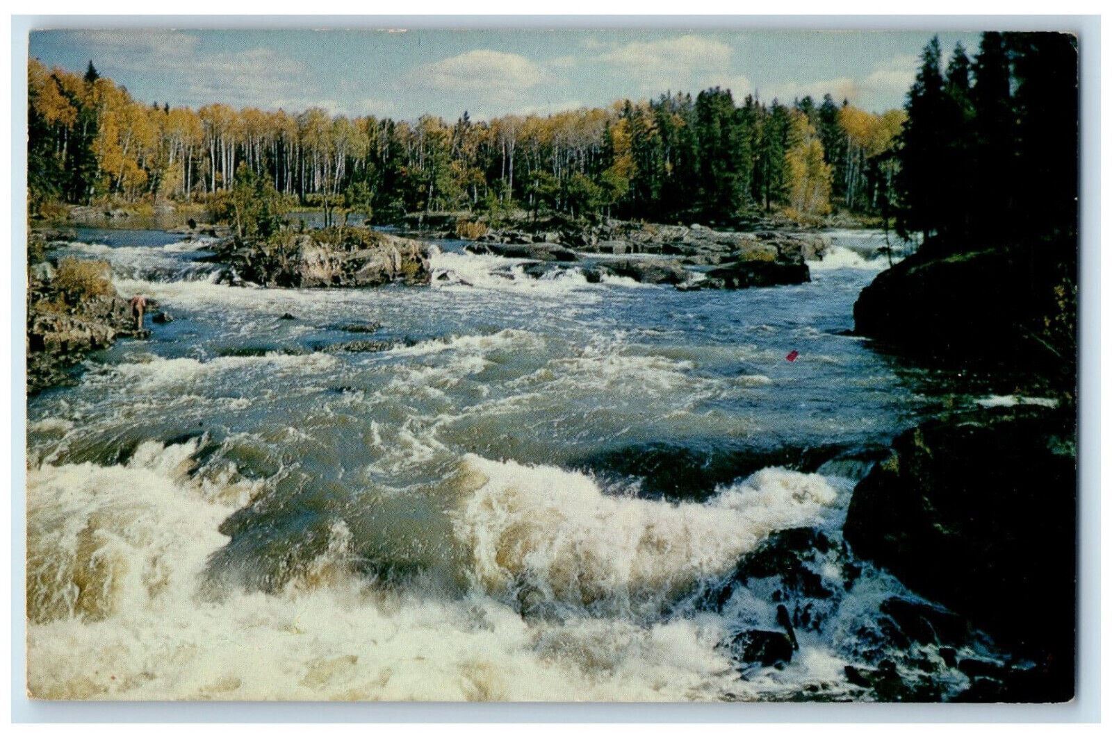 c1950\'s White Water Tumbles Over Rocky Falls Denis General Store Canada Postcard