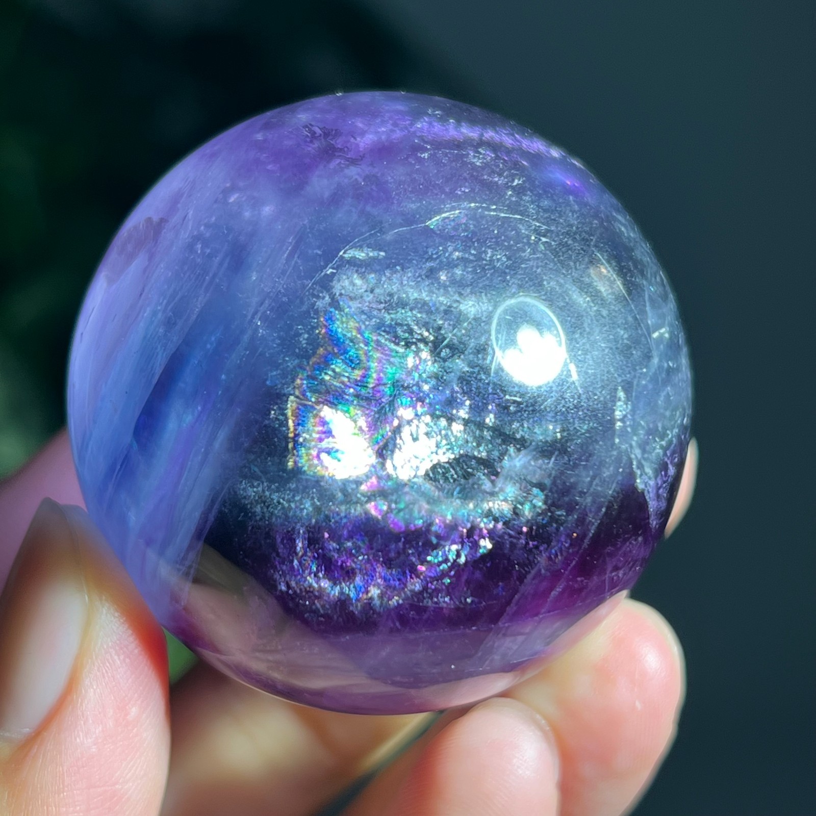 193g Natural Rainbow Fluorite Quartz Crystal Sphere Ball Specimen Healing