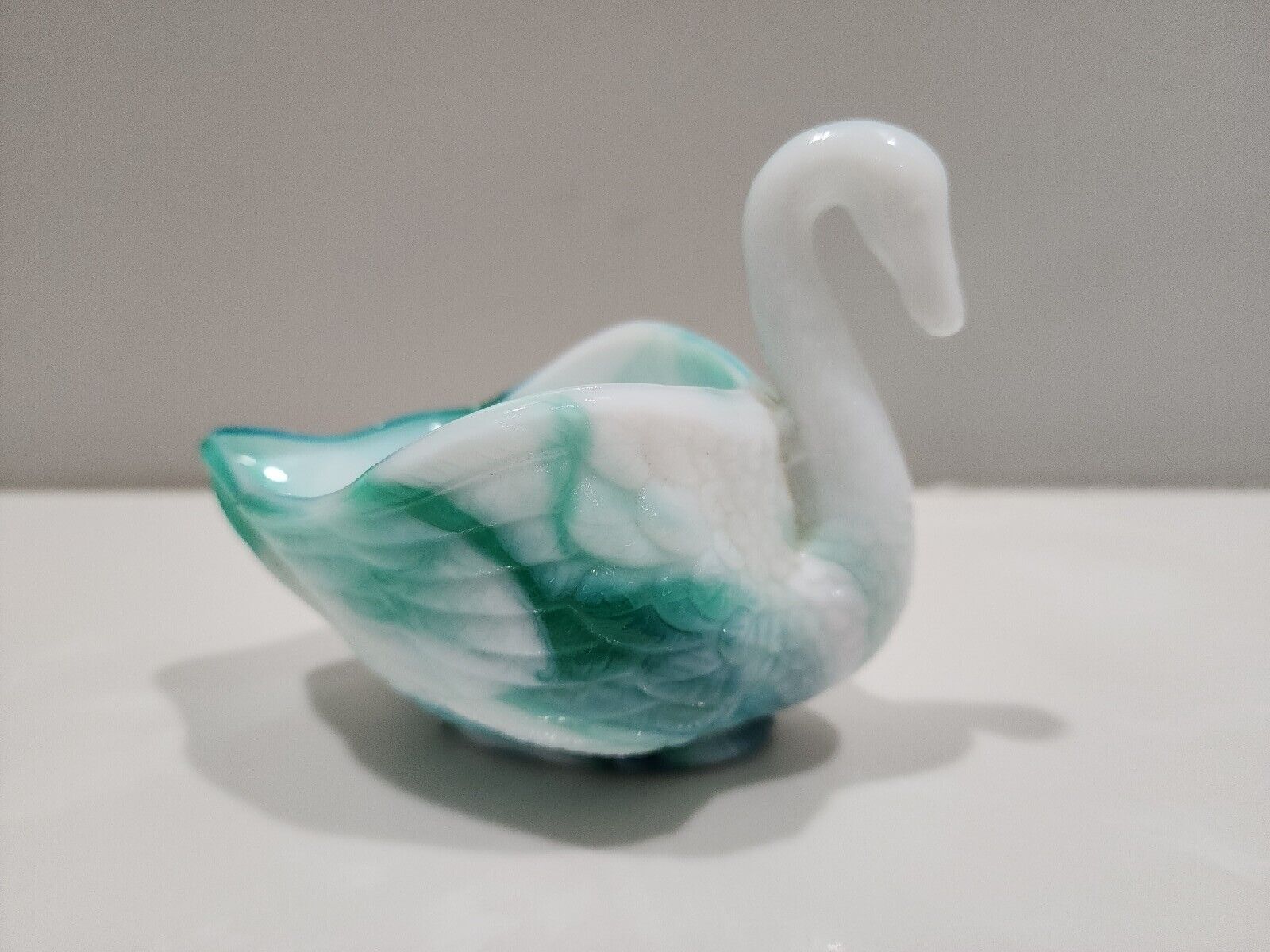 Imperial Glass Teal Green Slag Open Swan ~ EXCELLENT 