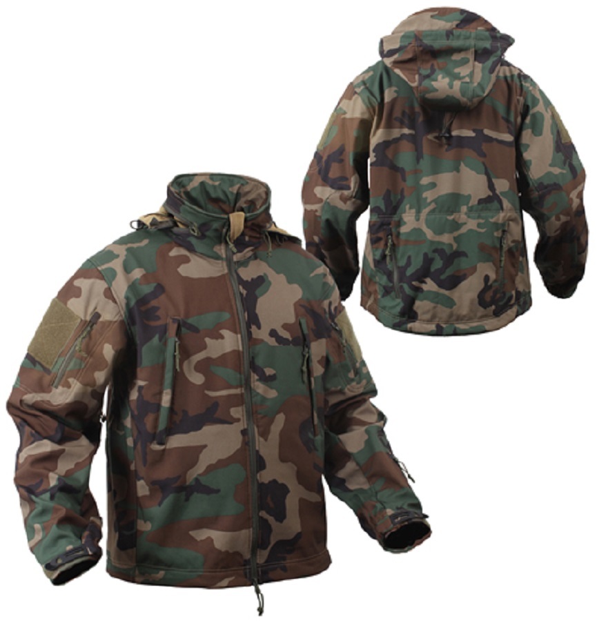 US SPECIAL SPEC OPS TACTICAL ARMY SOFTSHELL FLEECE JACKET WOODLAND CAMOUFLAGE 3XL