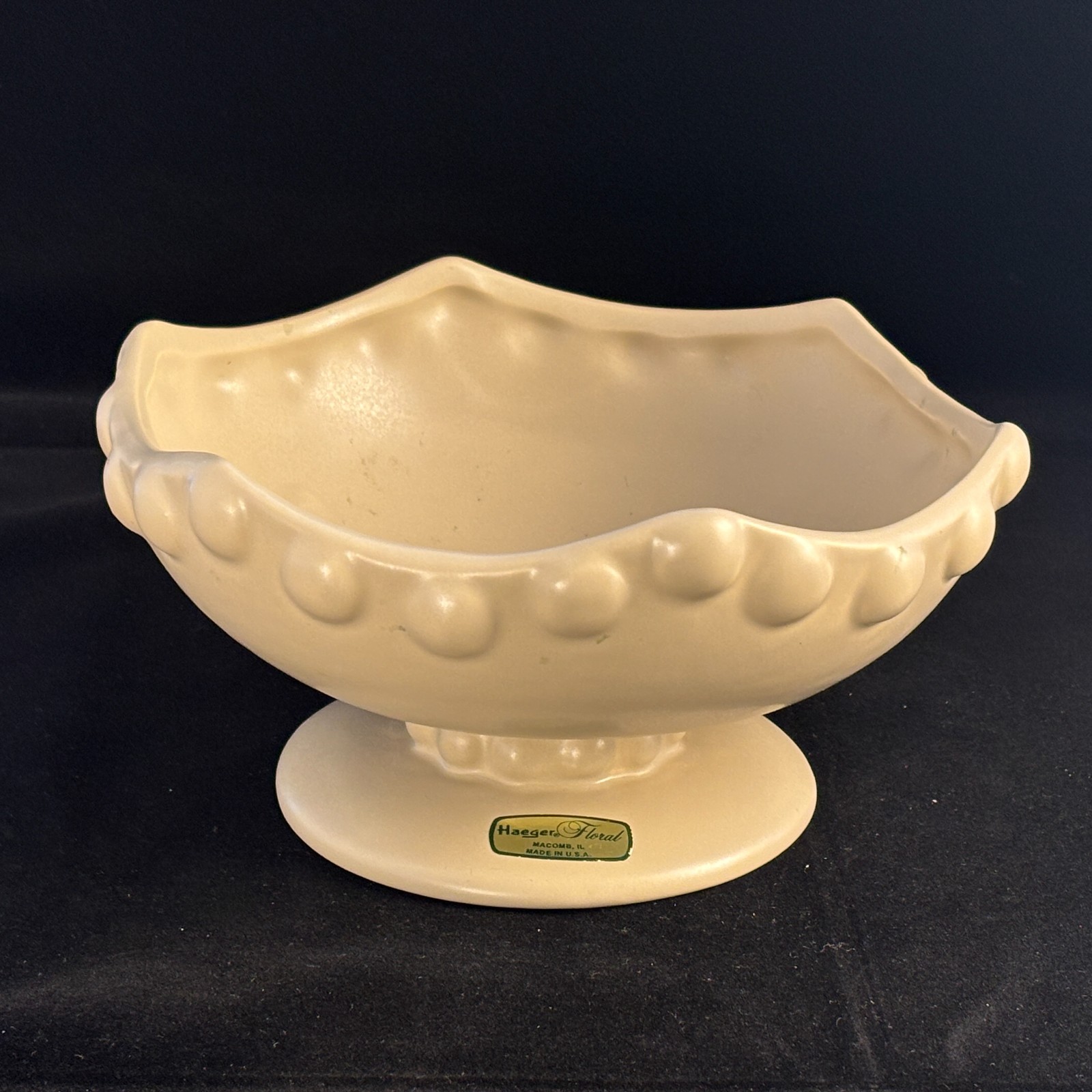 Ivory Haeger Pottery Planter Bowl Pedestal USA 8” Diameter 4.5” H #630-86