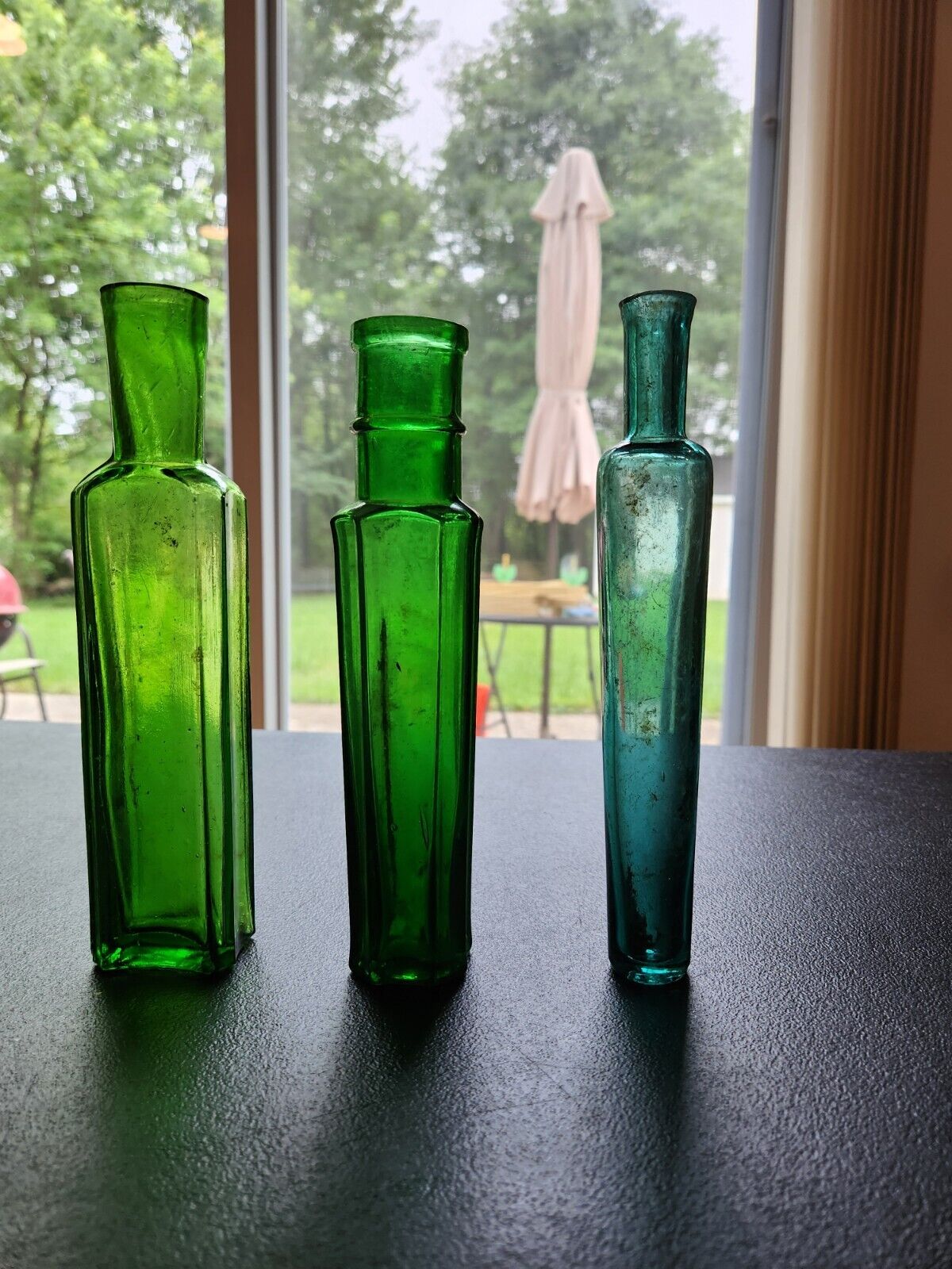 antique bottles pre 1900 Lot Of 3 ,2 Capers And  A Vial.