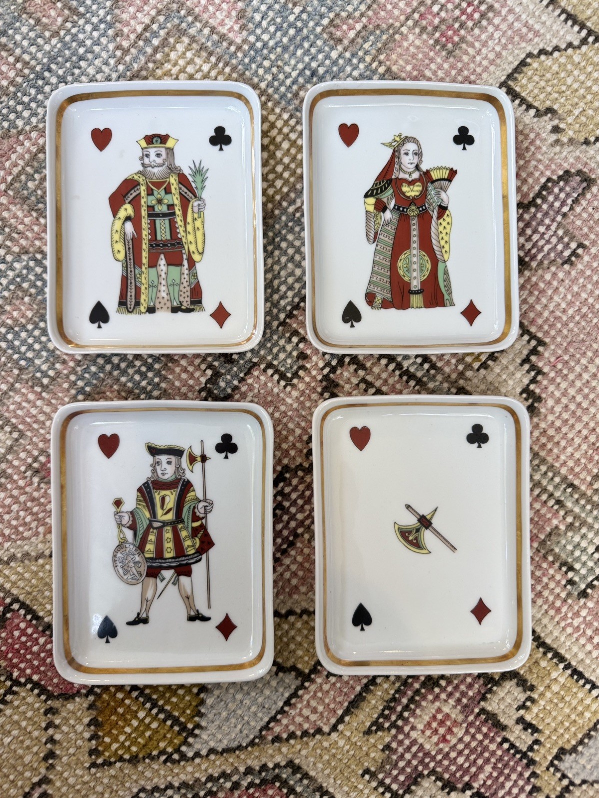 Vtg Mid-Century LT France, Chamart Exclusivité, Set Of 4 Bridge/Poker Trays Card