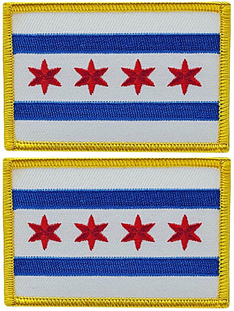 Chicago City Flag Embroidered Patch | 2PC iron on or Sew on   3\