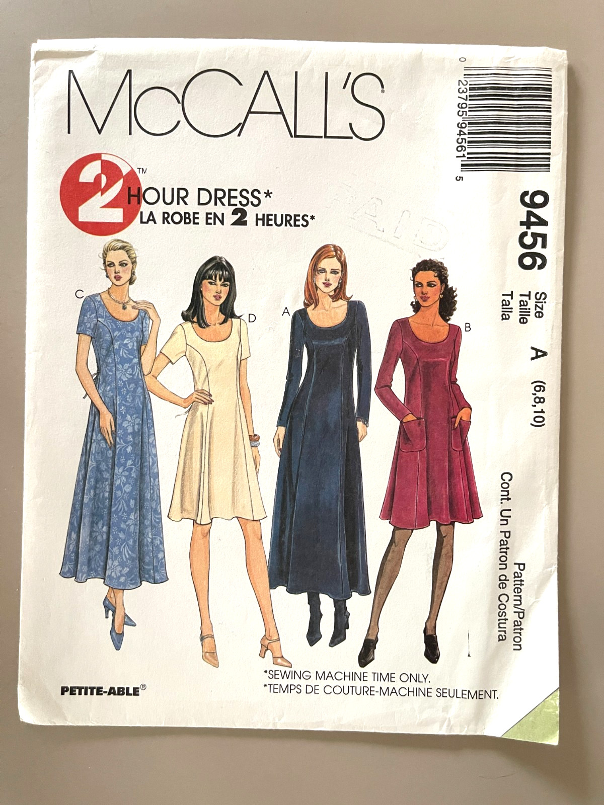 1990\'s McCall\'s Misses\' Dress Pattern 9456 Size 6-10 UNCUT