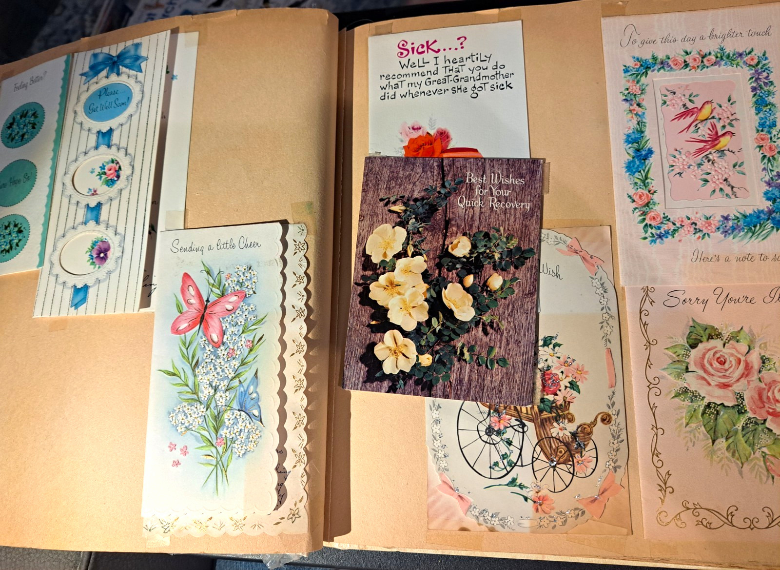 Vintage Scrapbook w/ 120+Greeting Cards & Letters, Get Well, Feel Better Soon