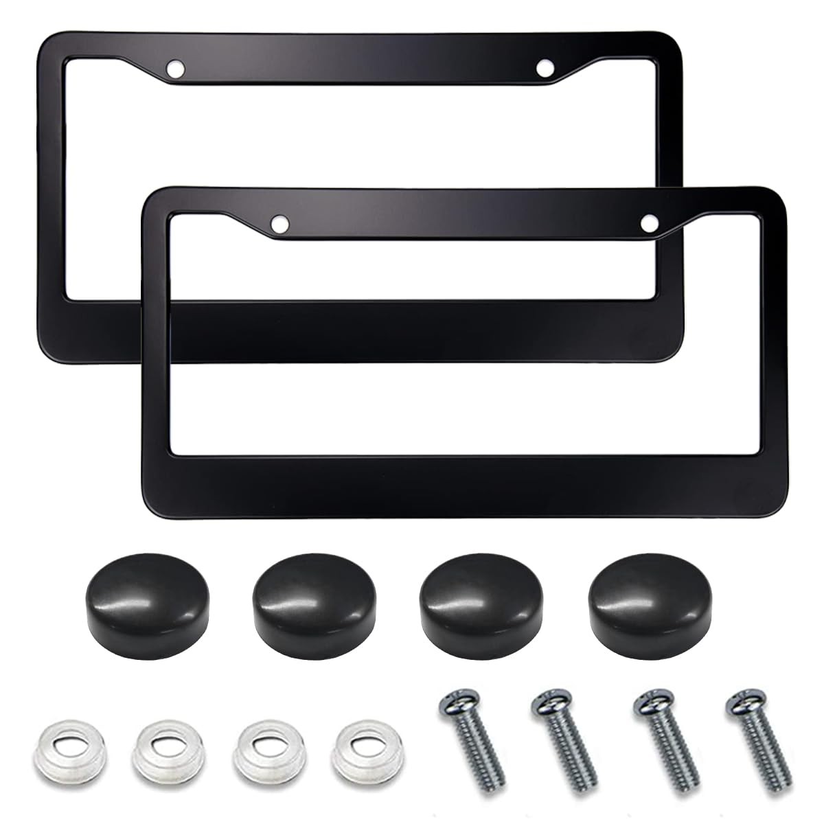 2PCS Matte Black License Plate Frames, Stainless Steel Tag Frame, Car License...