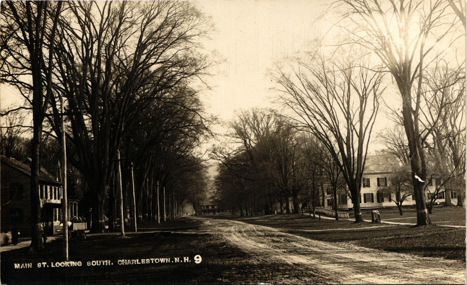 MAIN STREET SOUTH real photo postcard rppc CHARLESTOWN NEW HAMPSHIRE NH