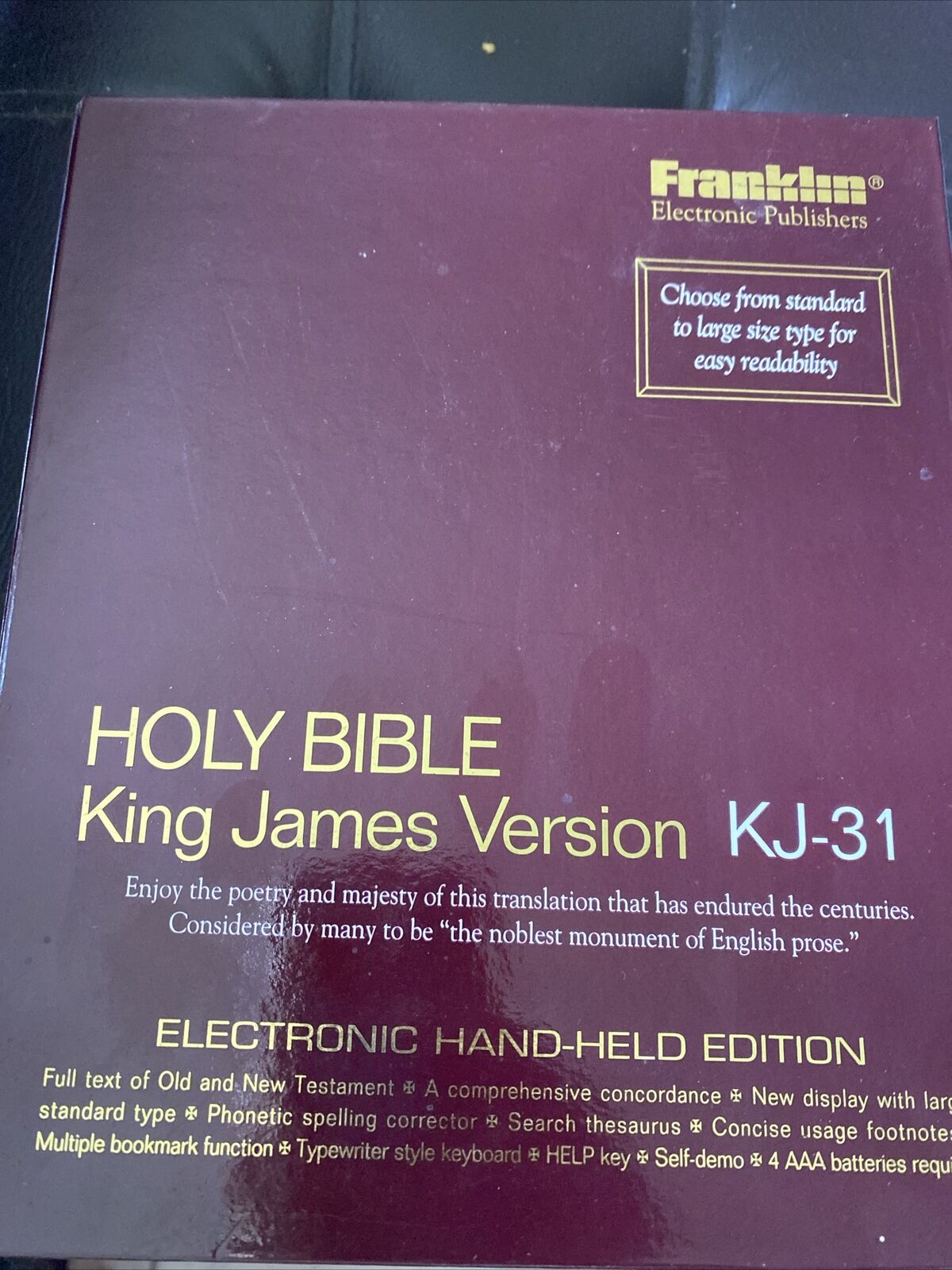 Franklin Electronic Holy Bible King James Version KJ-31 With Case Open Box New