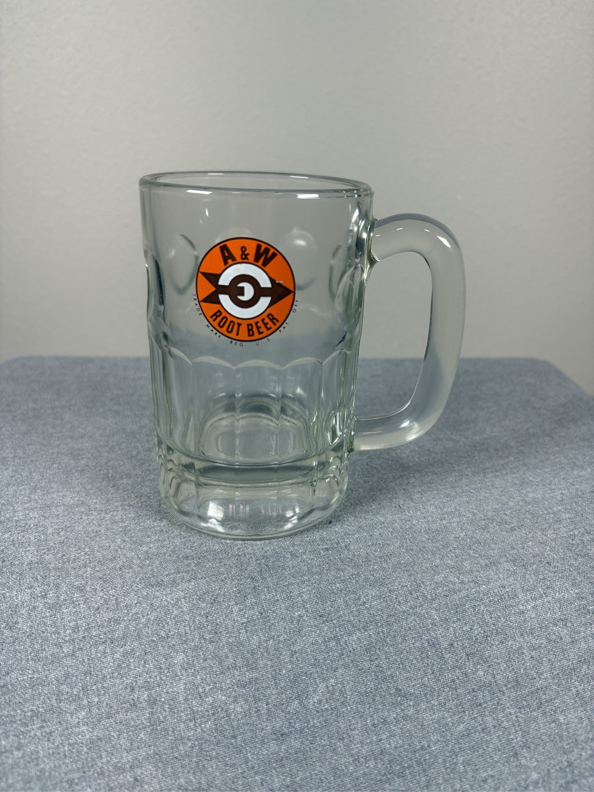 Vintage A&W Root Beer Glass Mug Bullseye Arrow Logo Heavy Dimpled Soda Stein
