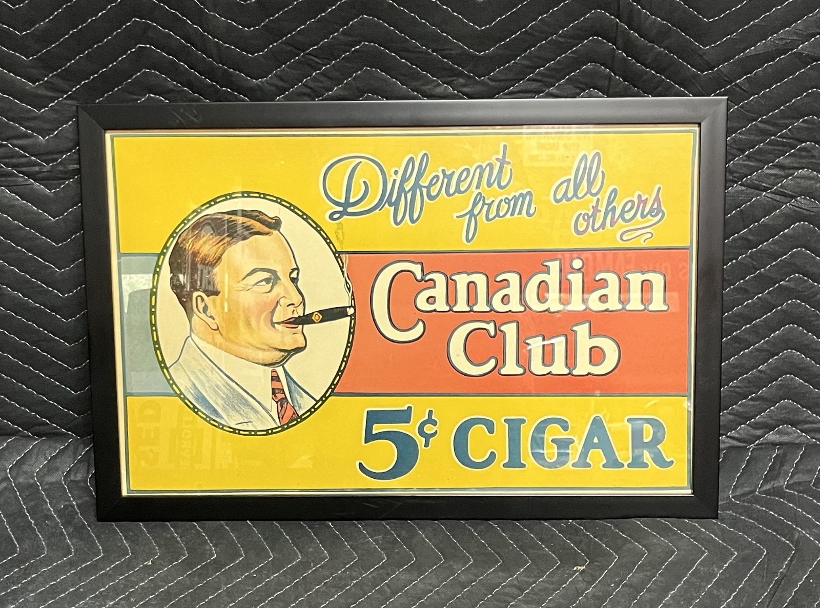 Vintage Canadian Club 5 Cent Cigar Framed Advertisment Sign (15 x 21.5)