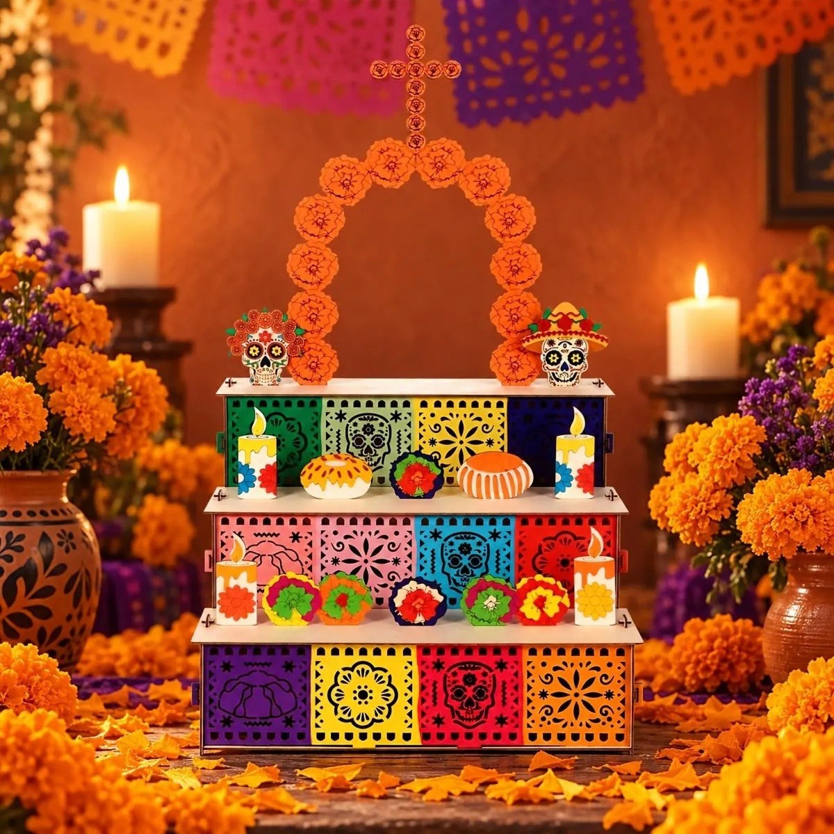 Halloween Day of the Dead Ofrenda Altar 3-Tier Kit - Mini Dia de Muertos