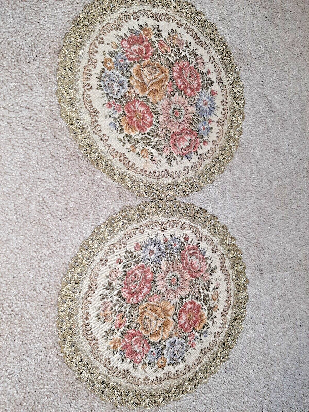 A Pair Of Vintage German Embroidered Table Mats