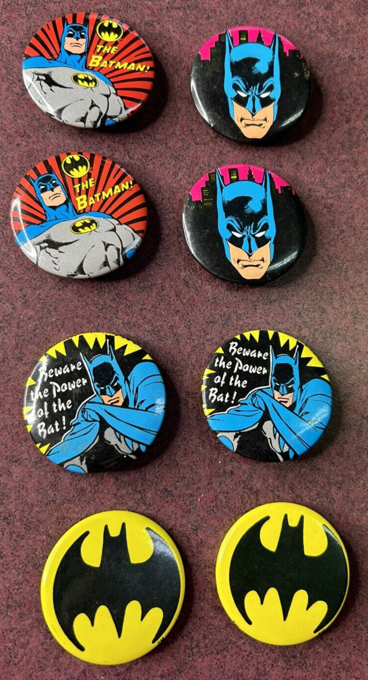 1989 Batman Button Collection DC Comics Pin Rare Original Lot of 8 Buttons