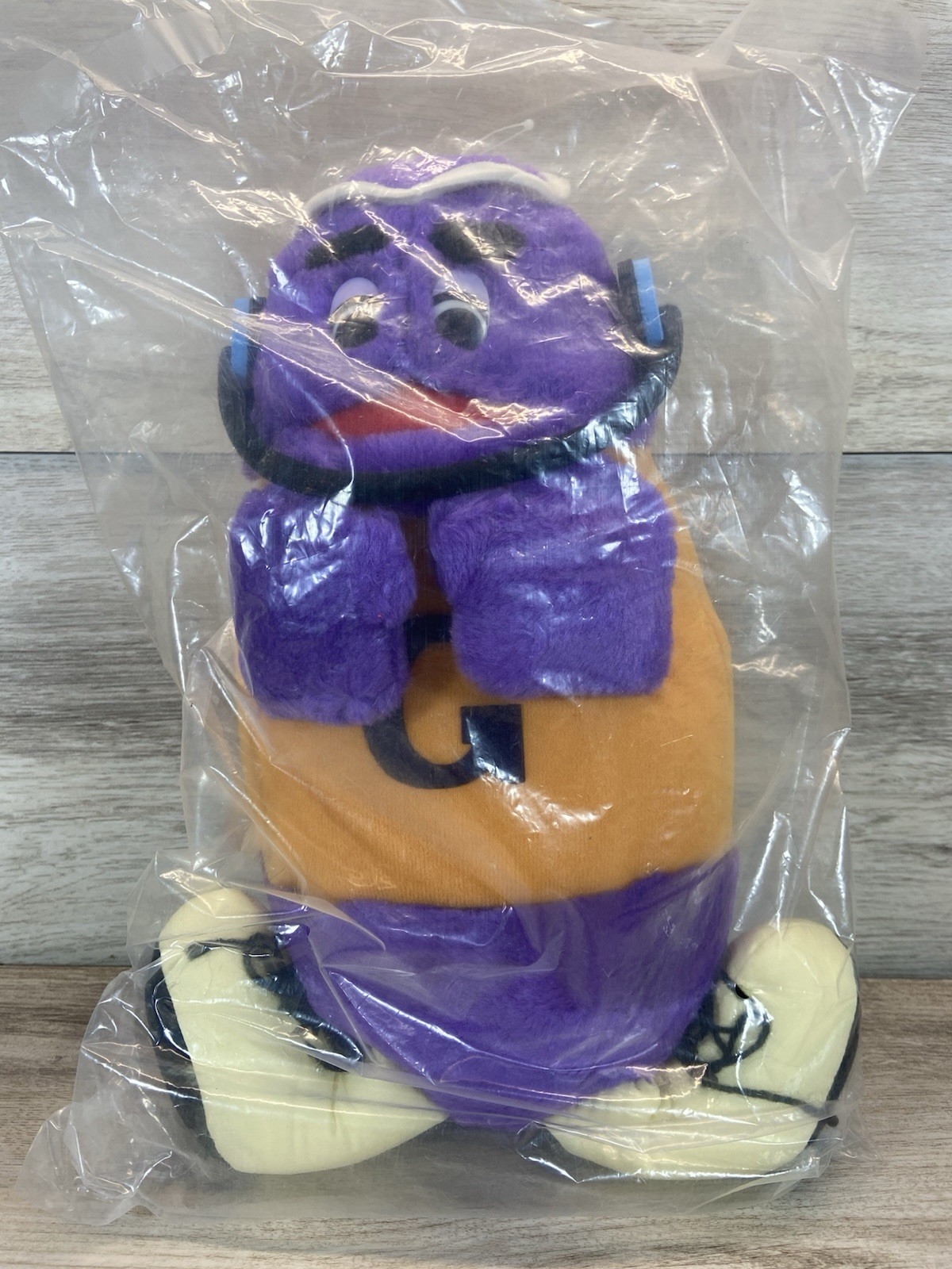 Vintage 1984 McDonald\'s Grimace With Headphones Purple Plush Doll RARE Brand New