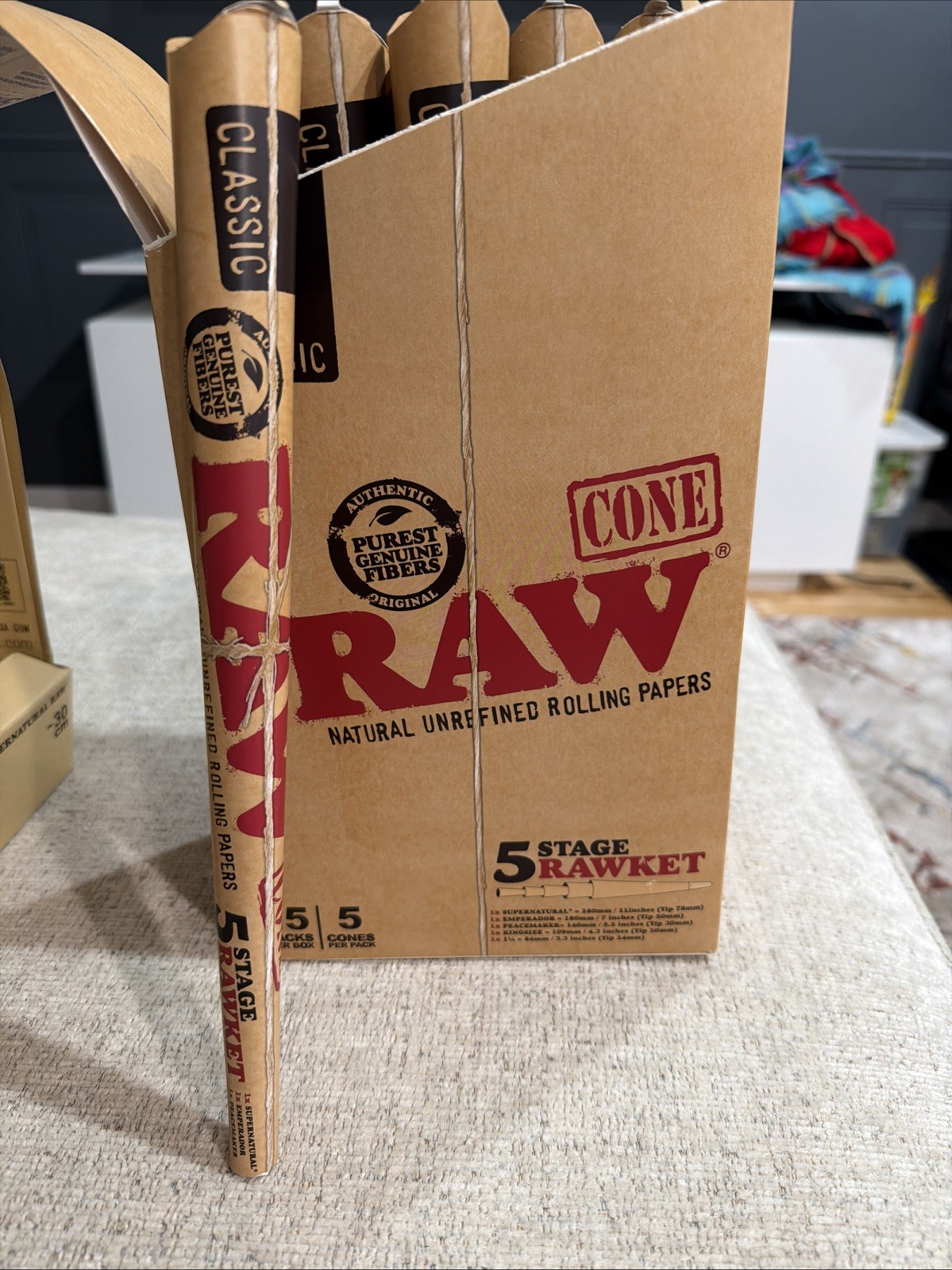 2 + 1 FREE OF RAW 5 STAGE RAWKET CLASSIC NATURAL UNREFINED ROLLING PAPERS  RAW