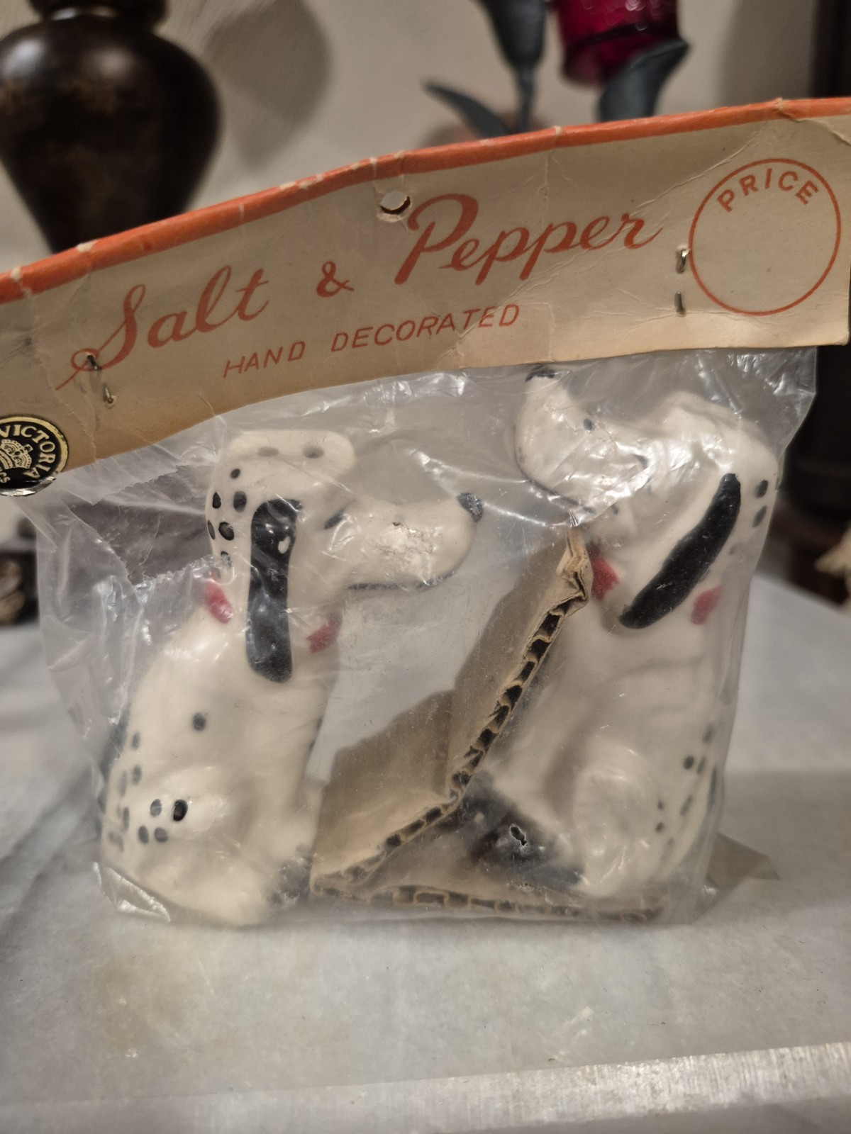 Vintage Winking Dalmatian Salt & Pepper Shakers NEW IN ORIGINAL PACKAGE Japan