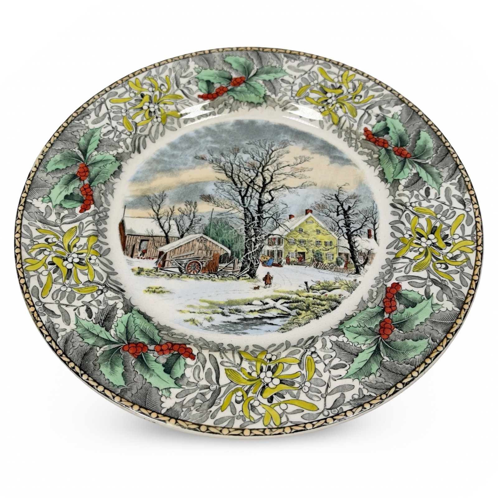 Vintage Adams England Currier Winter in the Country A Cold Morning 10.5 Plate