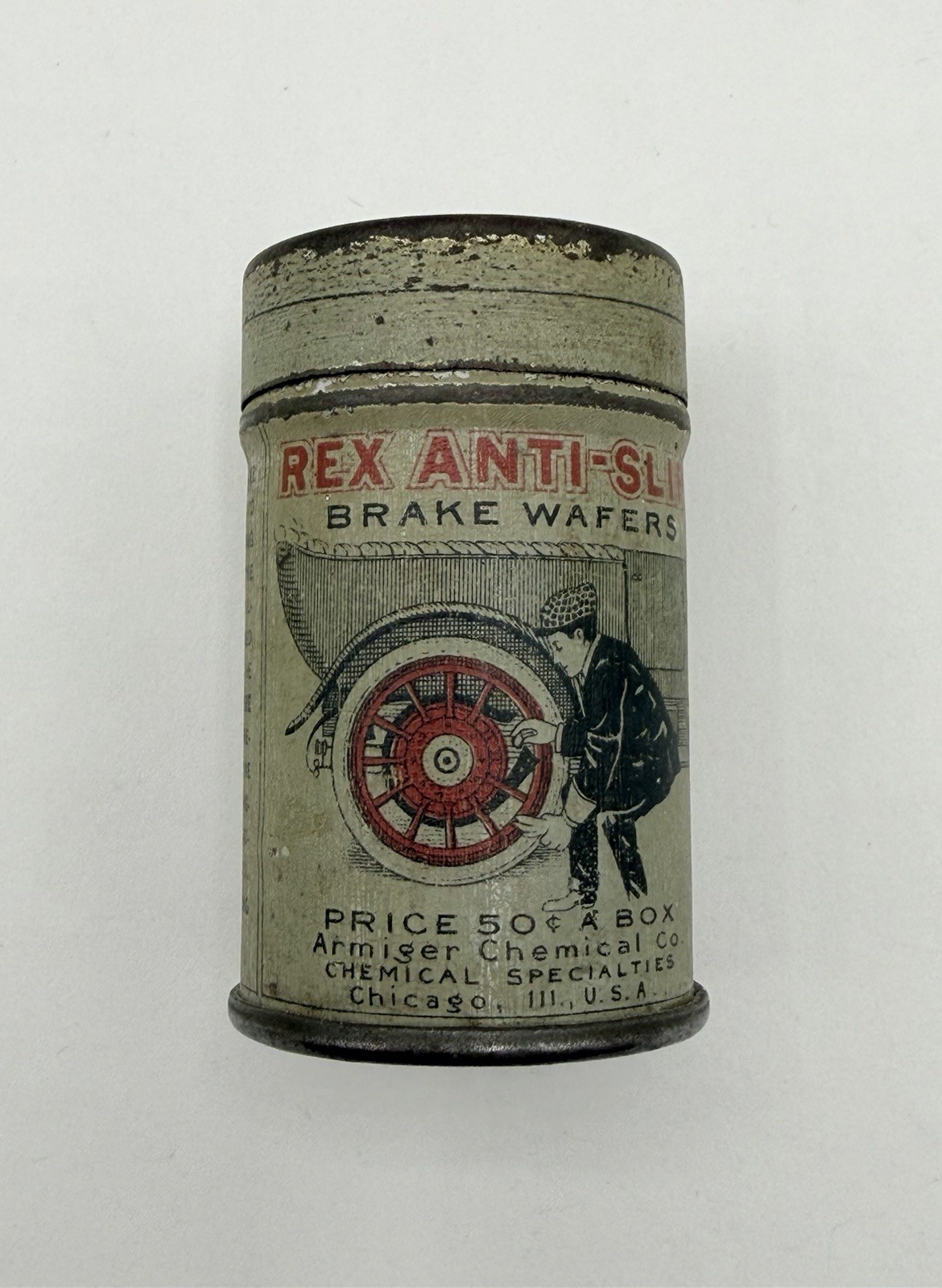 Antique Rex Anti Slip Brake Wafers Advertising Tin - EMPTY