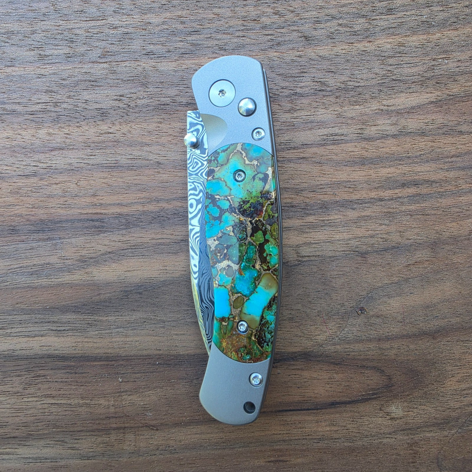 Polychrome Kingman Turquoise - El Rey Damascus - Santa Fe Stoneworks Collectible