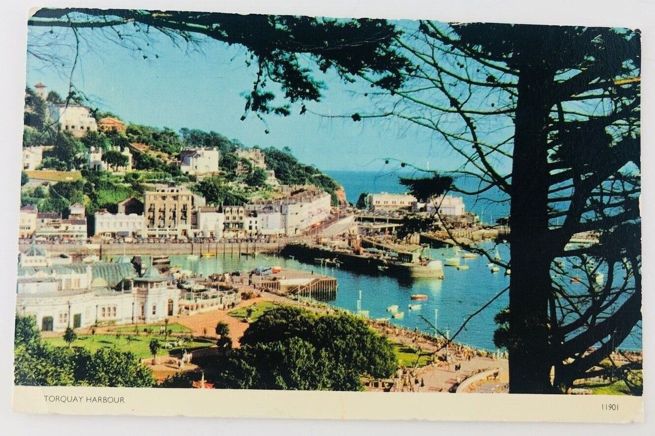Vintage Torquay England Torquay Harbor Postcard 1962