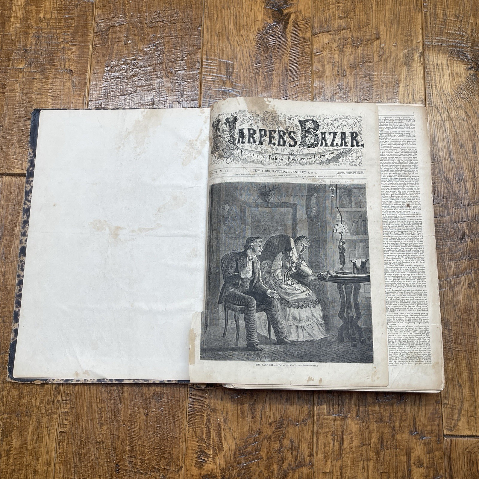 1873 Harpers Bazar Vi Weekly Fashion Womens Newspaper RARE Bound Volume Antique 1873 Harpers Bazar Vi Weekly Fashion Womens Newspaper RARE Bound Volume Antique
