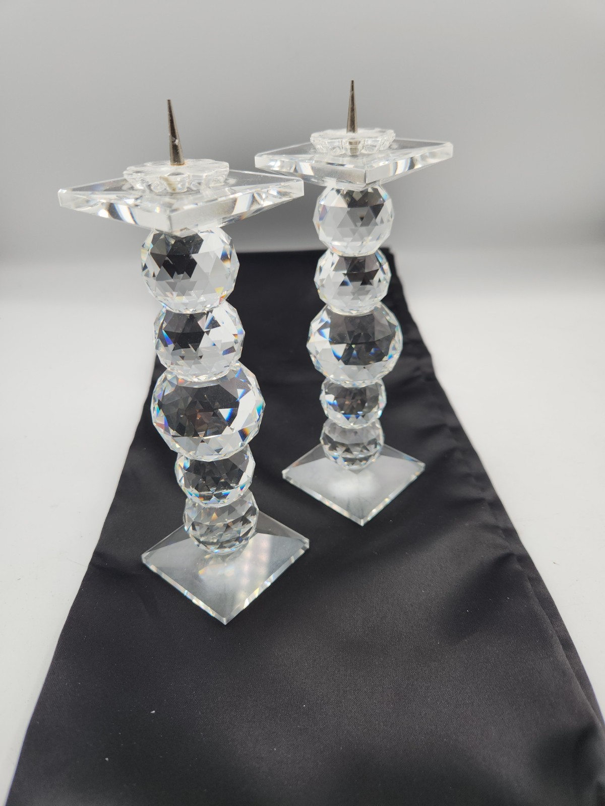 vintage Swarovski crystal pin-style candlestick holders