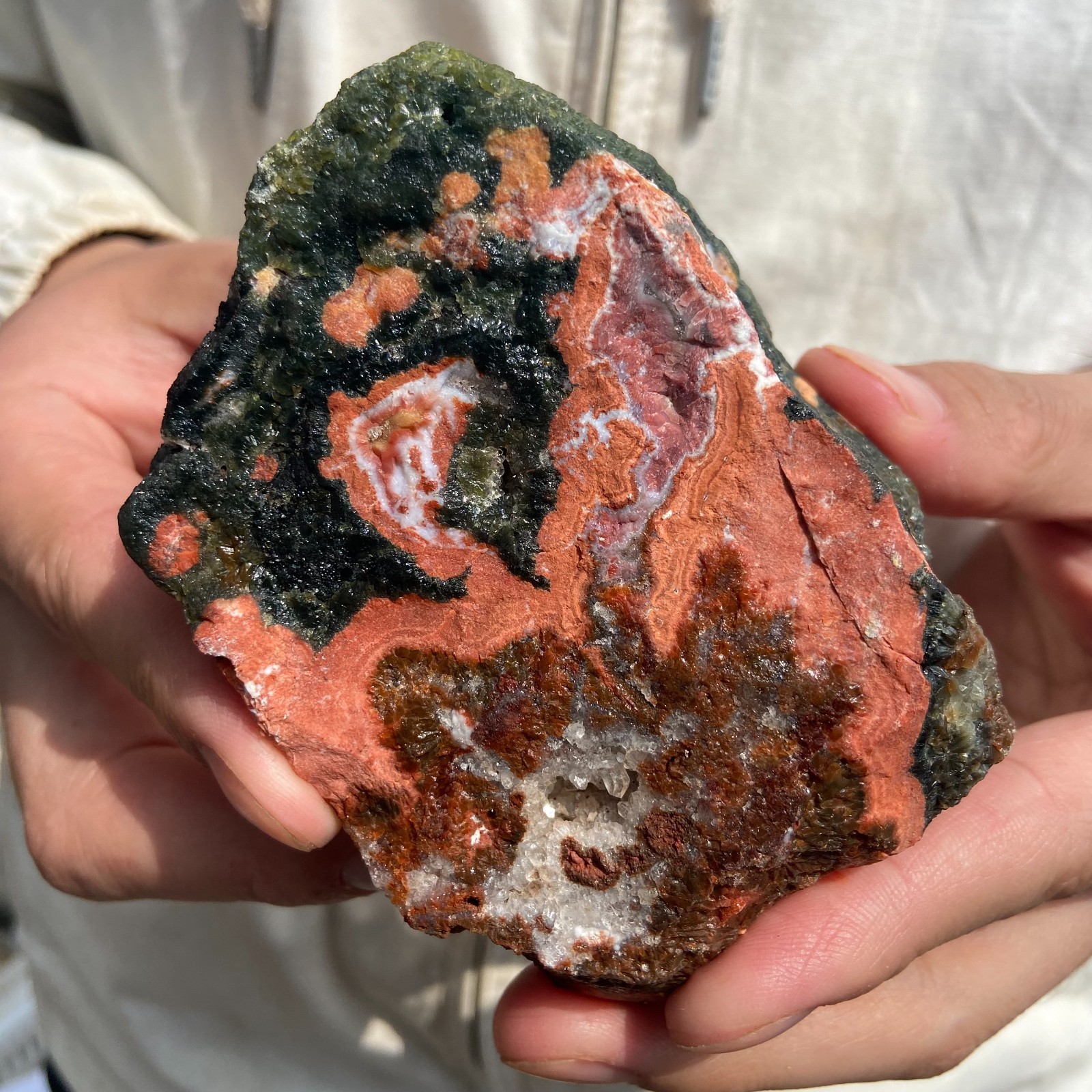 540G   Rare Natural Raw Ocean Jasper Rough Quartz Crystal Mineral SpecimeM
