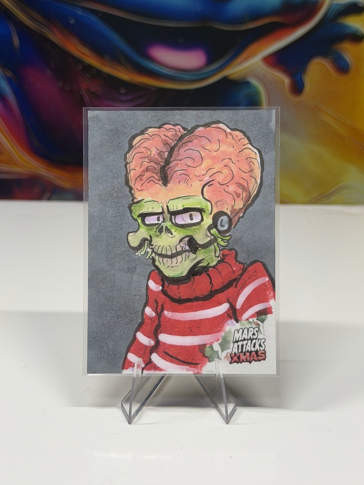 2026 Topps Mars Attacks Xmas Sketch 1/1 by Ham J. Hammond Cozy Martian