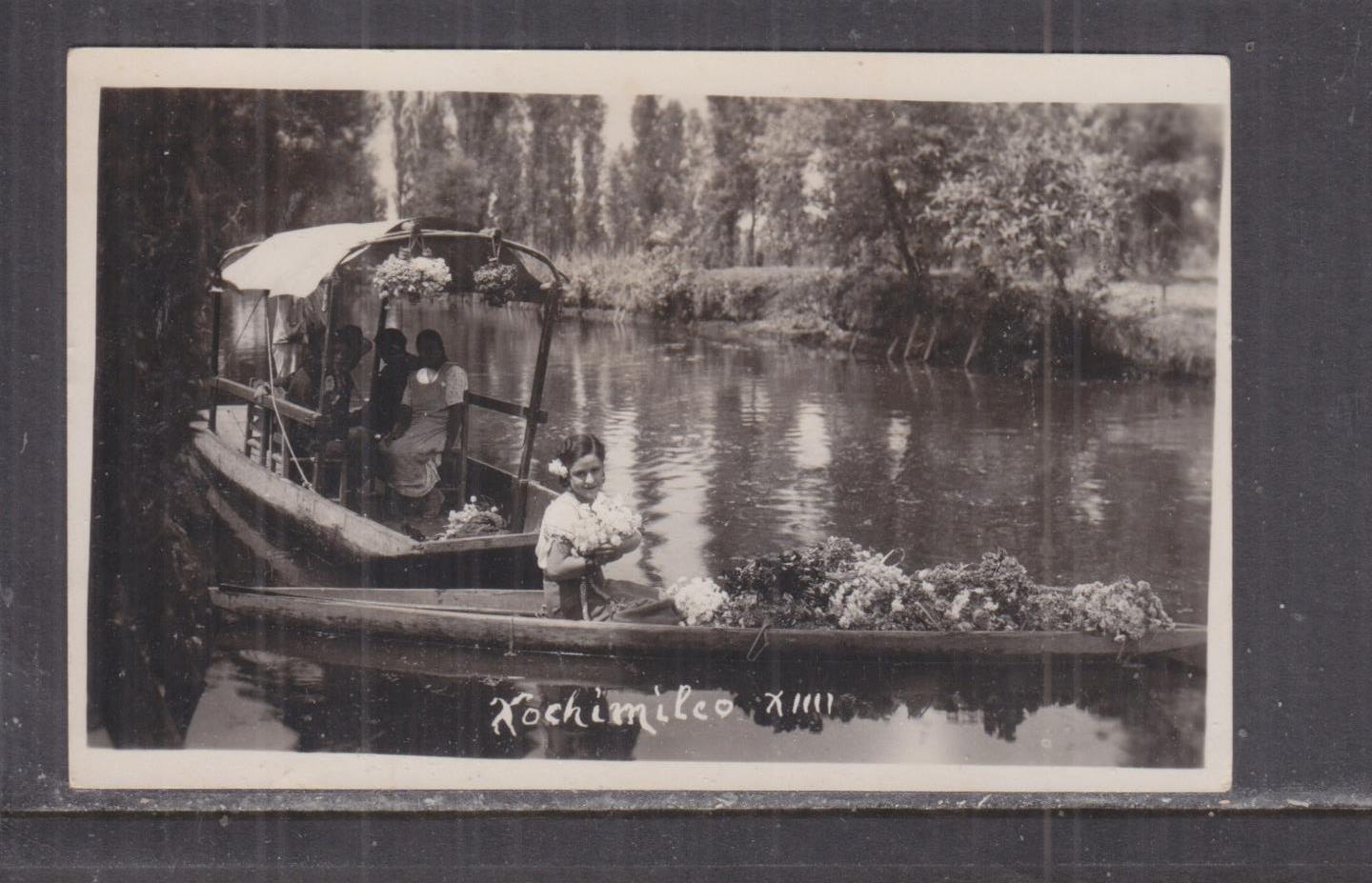 MEXICO, XOCHIMILKO, BOATS, c1940 real.photo ppc., unused.