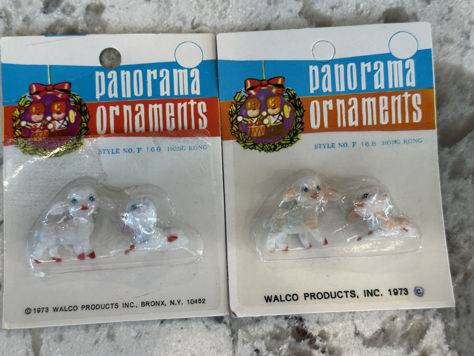 Vintage 1973 Panorama Ornaments Lambs Walco Pack of 2 New