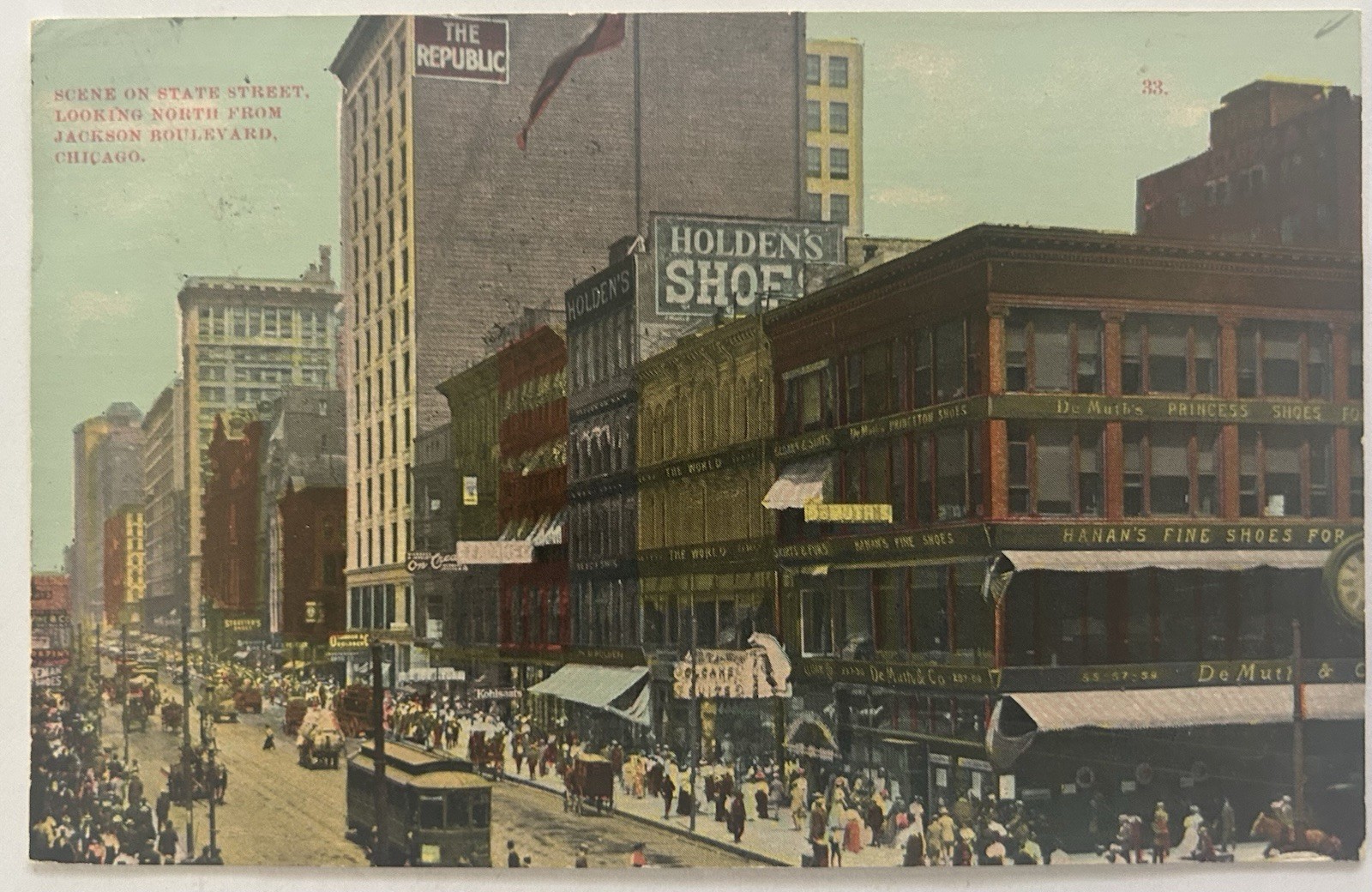 Antique Chicago, Illinois Postcard | State Street Looking North Jackson Blvd.
