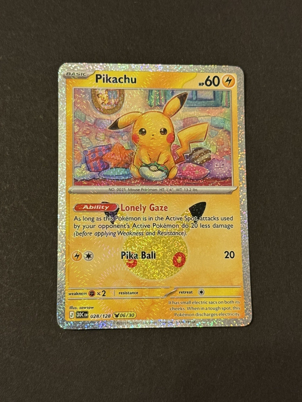 Pokémon TCG - Pikachu 028/128 (06/30) 30th Celebrations Pika Collection | NM