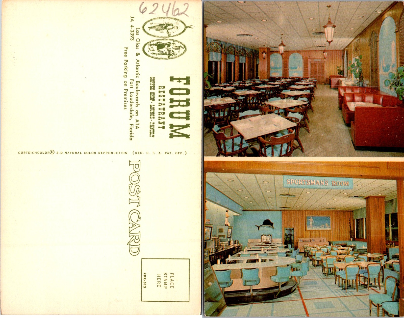 Fort Lauderdale FL Forum Sportman\'s Room Restaurant Coffee Shop Postcard 62462