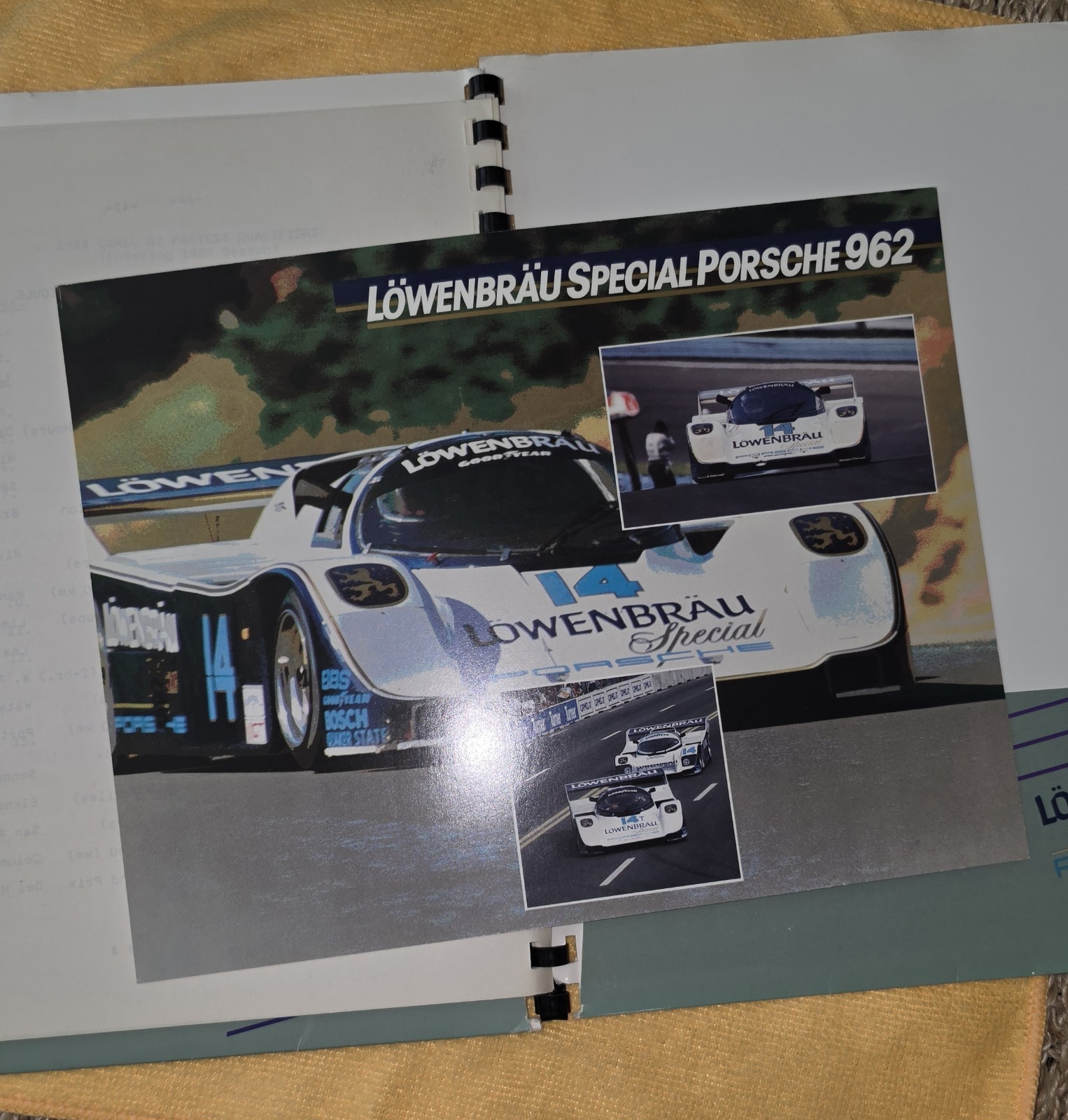 1986 Press Kit Lowenbrau Racing Team IMSA Champion Porsche 962 With HERO CARD