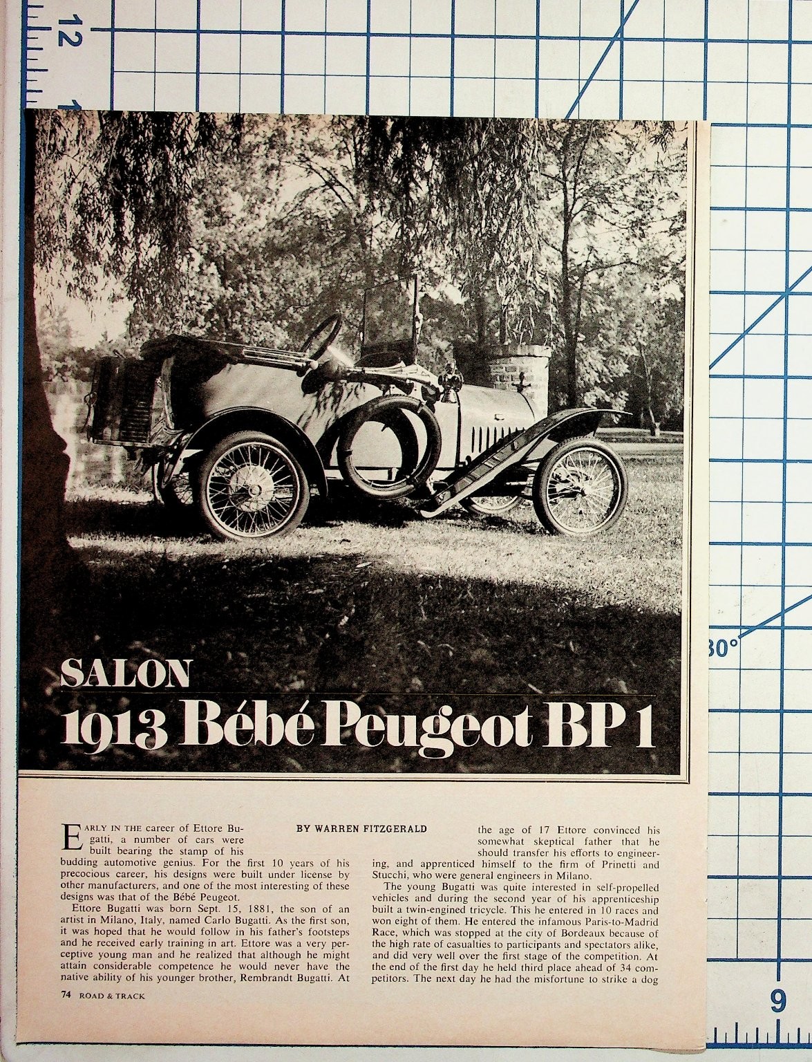 1969 Road & Track Magazine Article 1913 Bébé Peugeot Car History 5-Page Spread 1969 Road & Track Magazine Article 1913 Bébé Peugeot Car History 5-Page Spread
