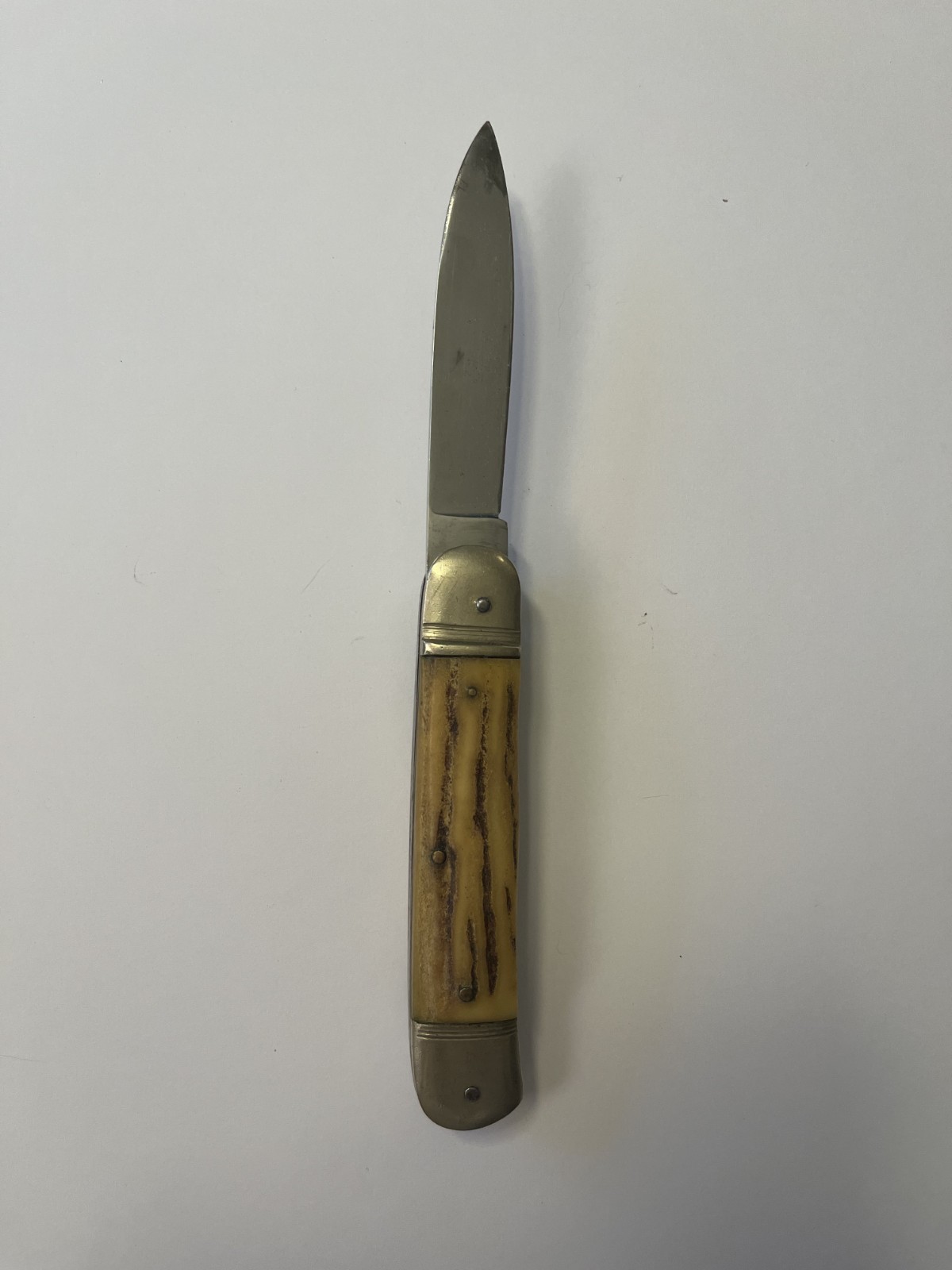 Vintage Hubertus Solingen Rostfrei Lever Lock Springer Knife Stag Horn Handle