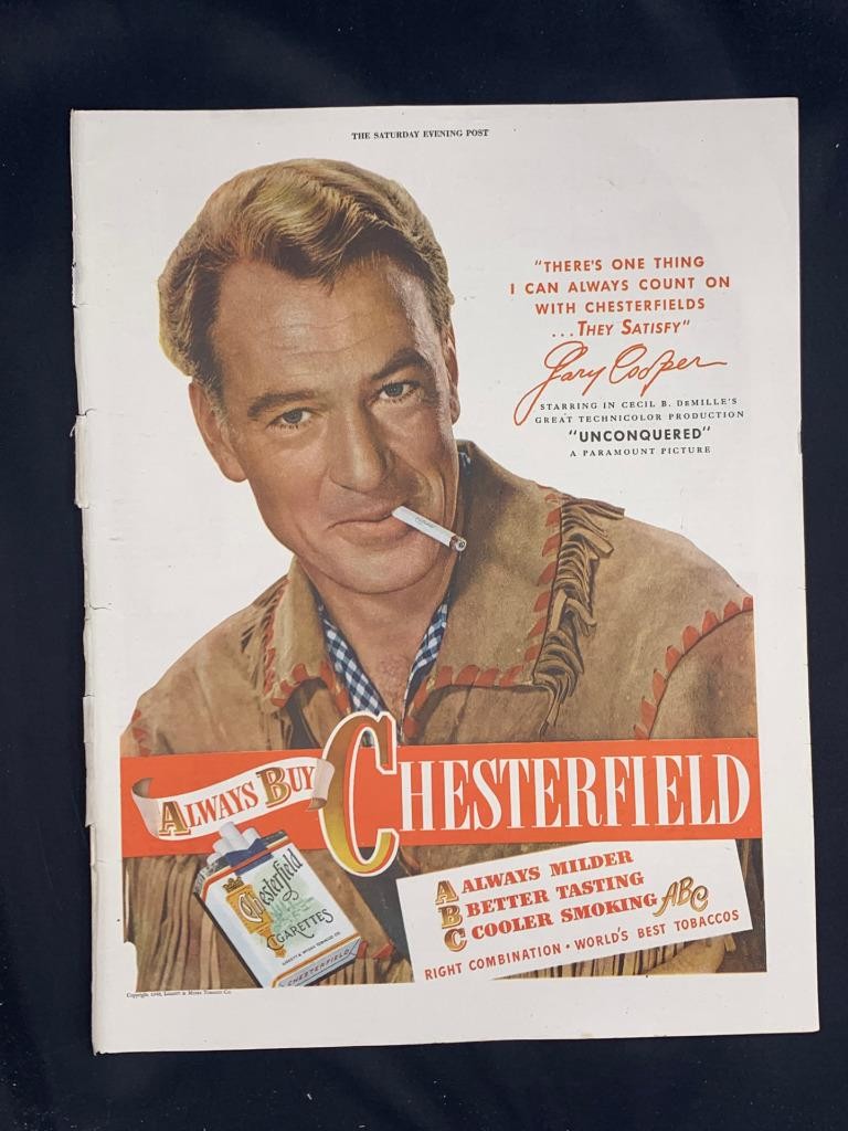 Magazine Ad* - 1948 - Chesterfield Cigarettes - Gary Cooper