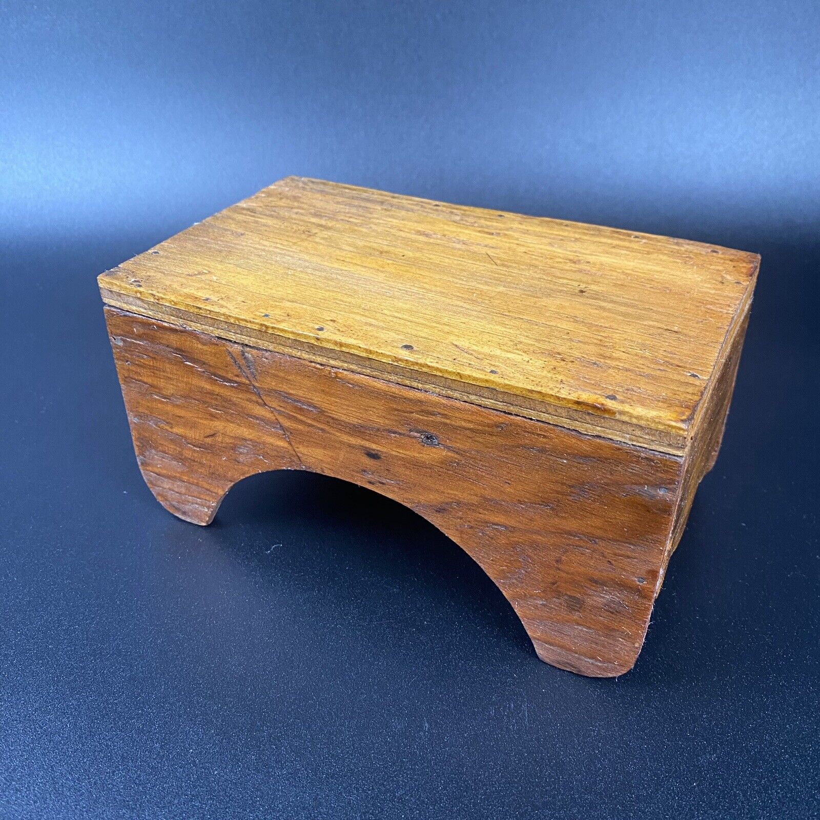 Vintage Primitive Hand Made Wood Rectangular Display Stand