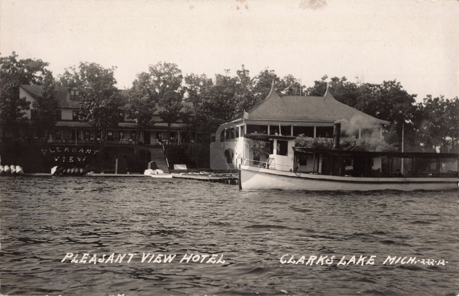 Pleasant View Hotel, Clarks Lake MI Michigan RPPC Photo Postcard COPY