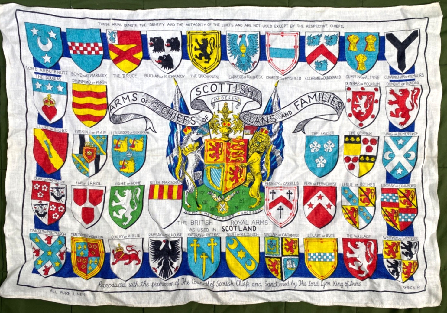 Scottish Clans And Families Vintage Wall Hanging Or Tea Towel Arms Of The Chiefs Scottish Clans And Families Vintage Wall Hanging Or Tea Towel Arms Of The Chiefs