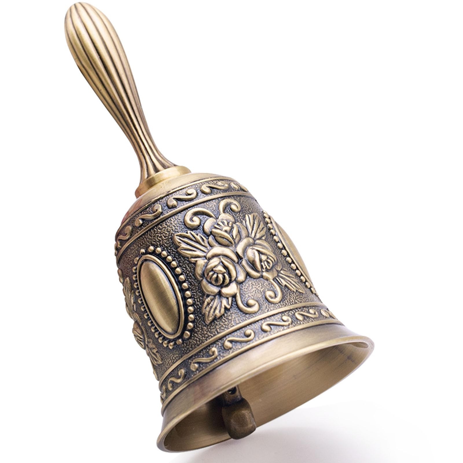DomeStar Vintage Brass Hand Bell – Loud Call for Bedside, Medium,