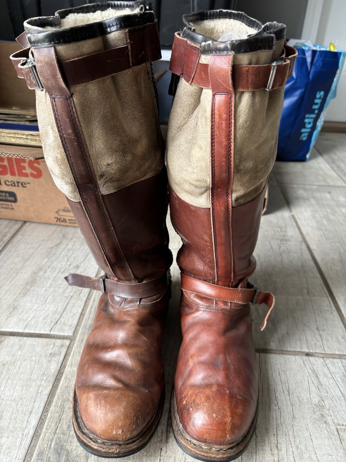 Original WWII Luftwaffe Brown leather German Flight Boots