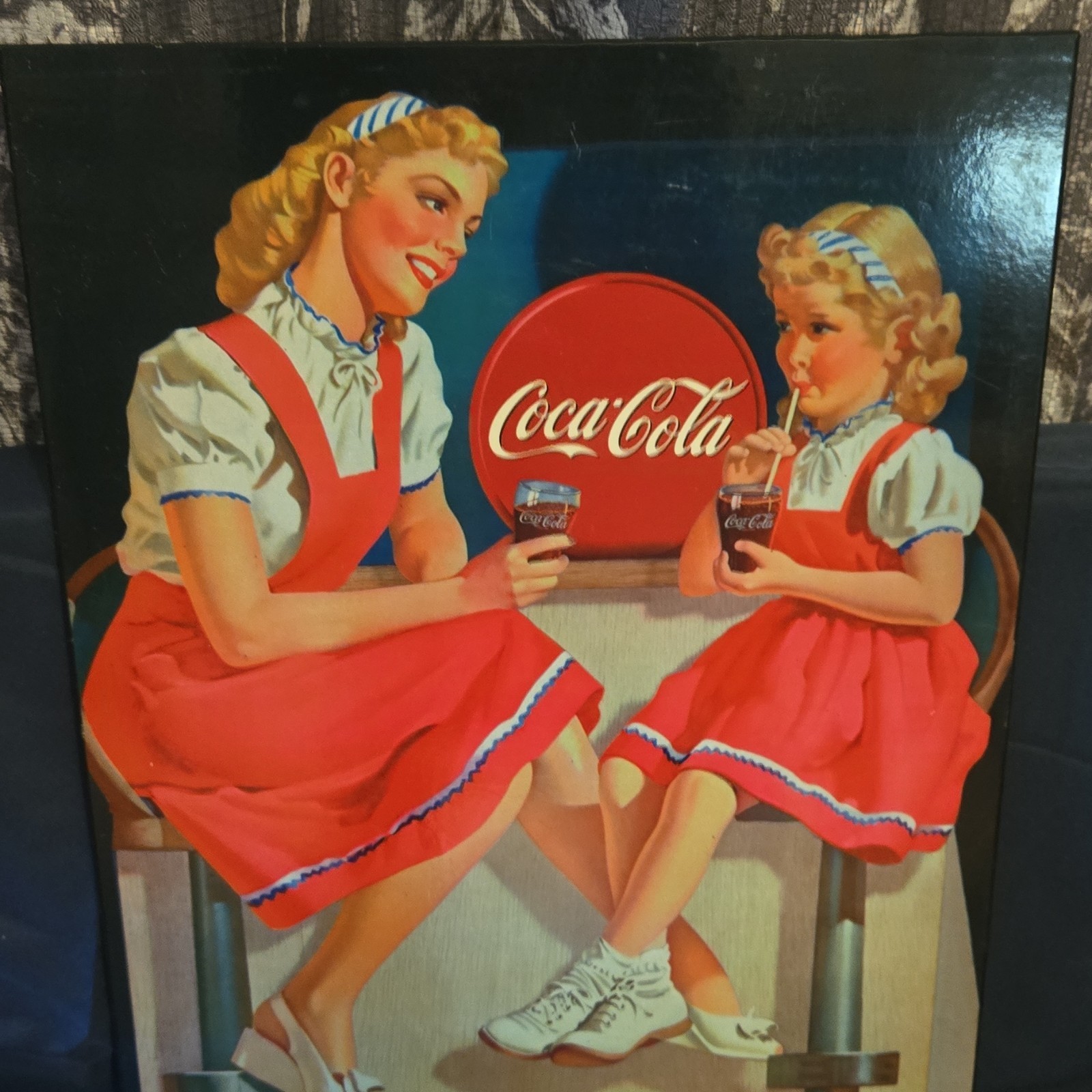 Coca-Cola Soda Advertising Poster Print Mother & Daughter Drinking Coke